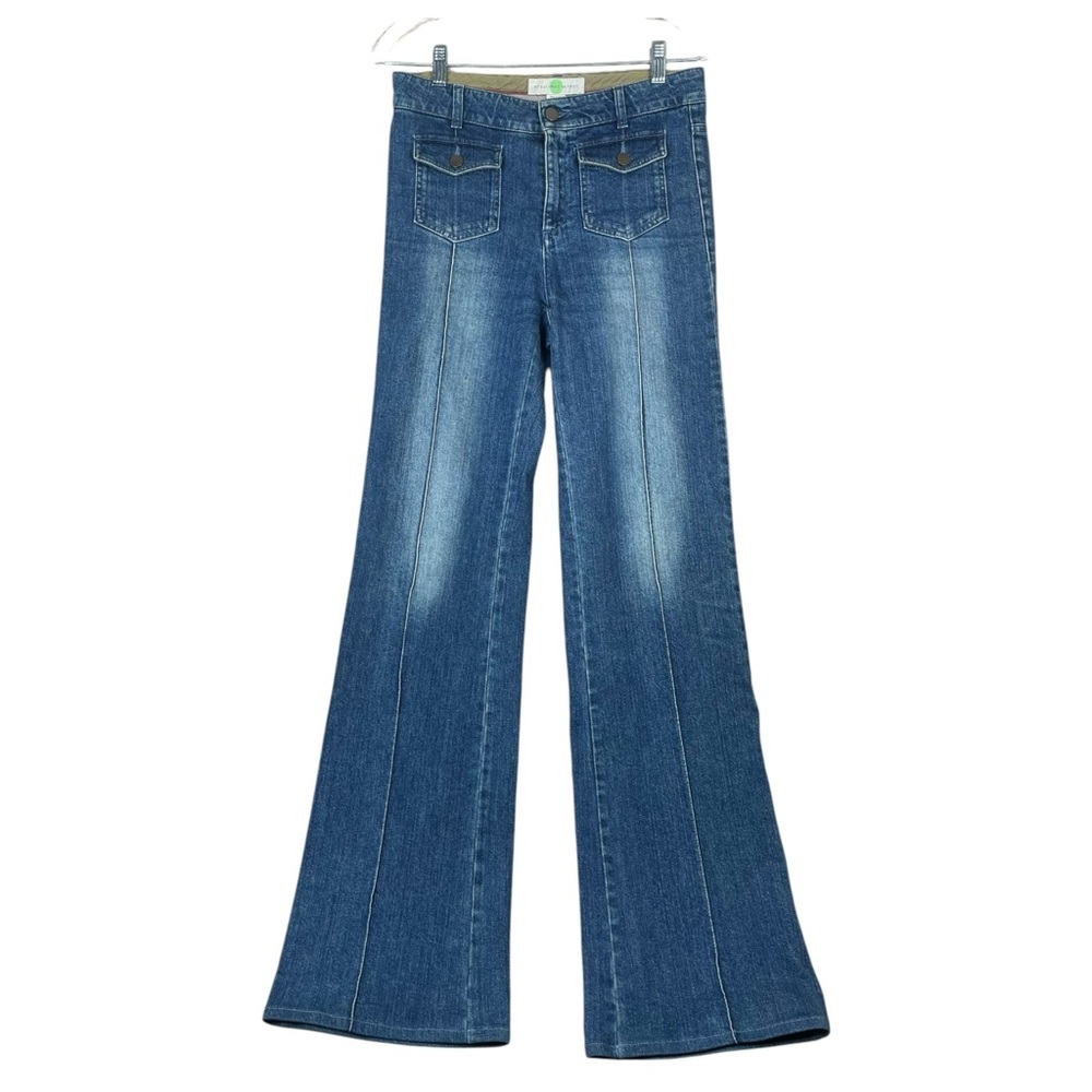 Stella McCartney Denim Jeans Bootcut Women Size 28 Blue Flip Pockets Patched